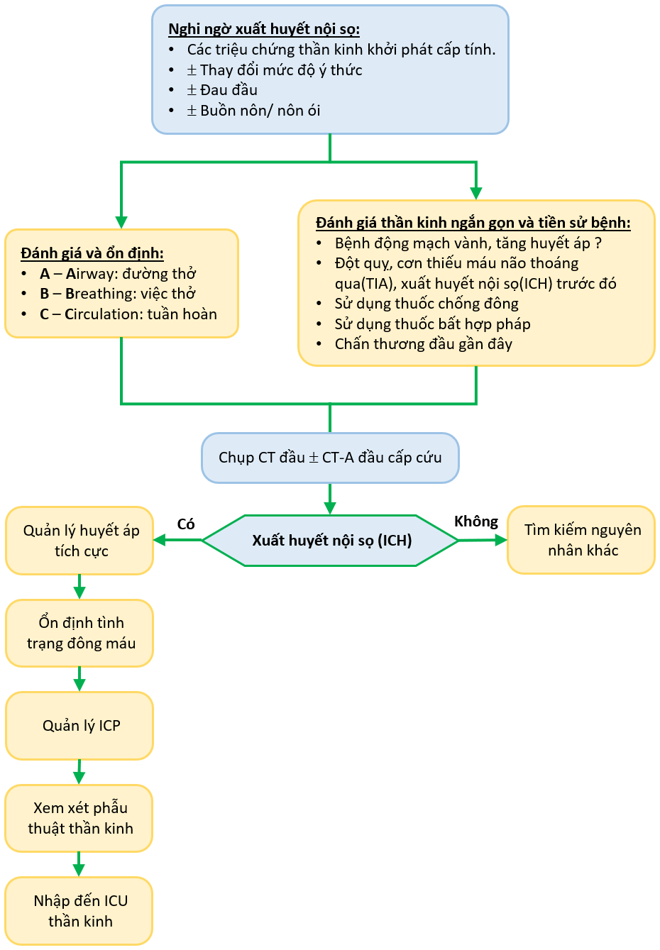 Sơ đồ tiếp cận bệnh nhân nghi ngờ ICH